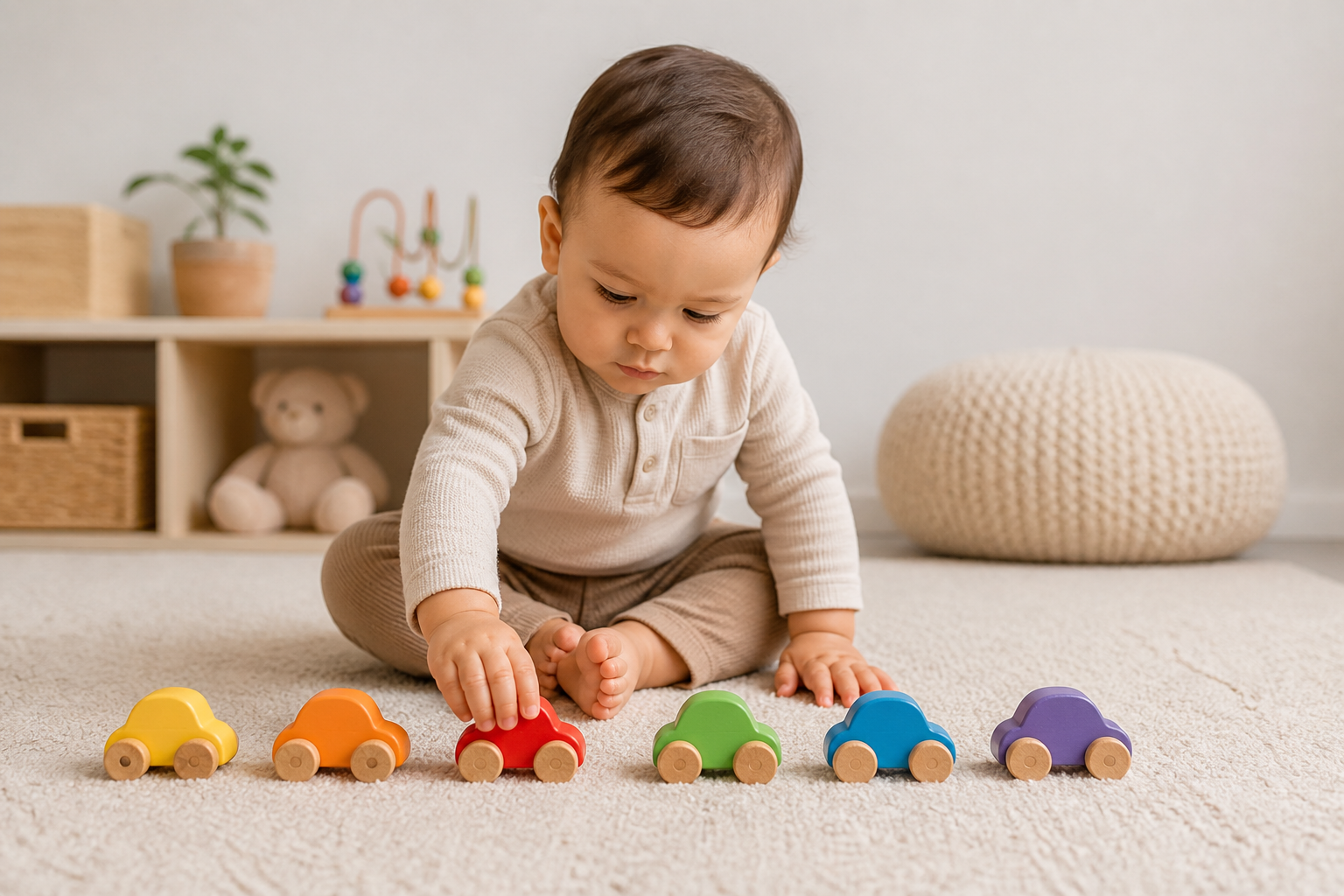 Early Signs of Autism Guide toddler lining up toys
